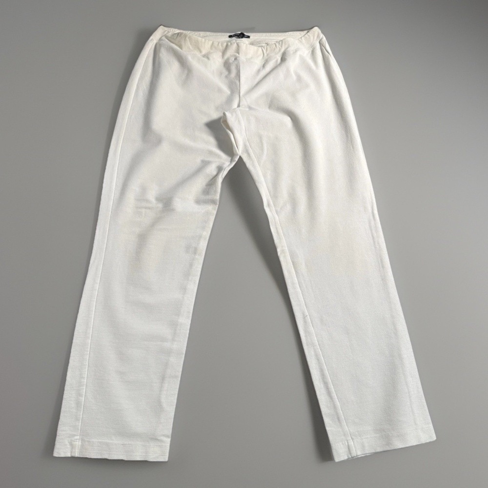 Eileen Fisher Pull On Casual Pants PETITE PS White Viscose Nylon Stretch (1524)
